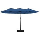Vidaxx Sonnenschirm Doppeldach mit LED 449x245 cm azurblau