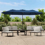 Vidaxx Sonnenschirm Doppeldach mit LED 449x245 cm azurblau