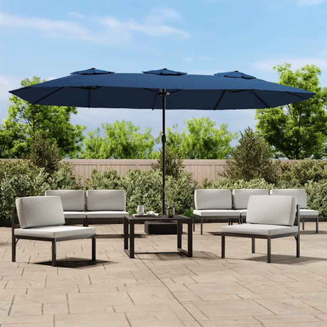 Vidaxx Sonnenschirm Doppeldach mit LED 449x265 cm azurblau