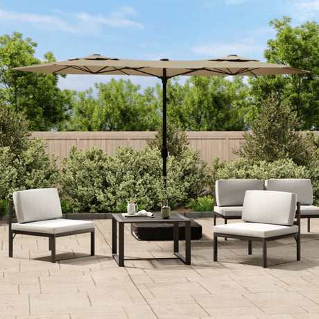 Vidaxx Sonnenschirm Doppeldach 316x145 cm Taupe