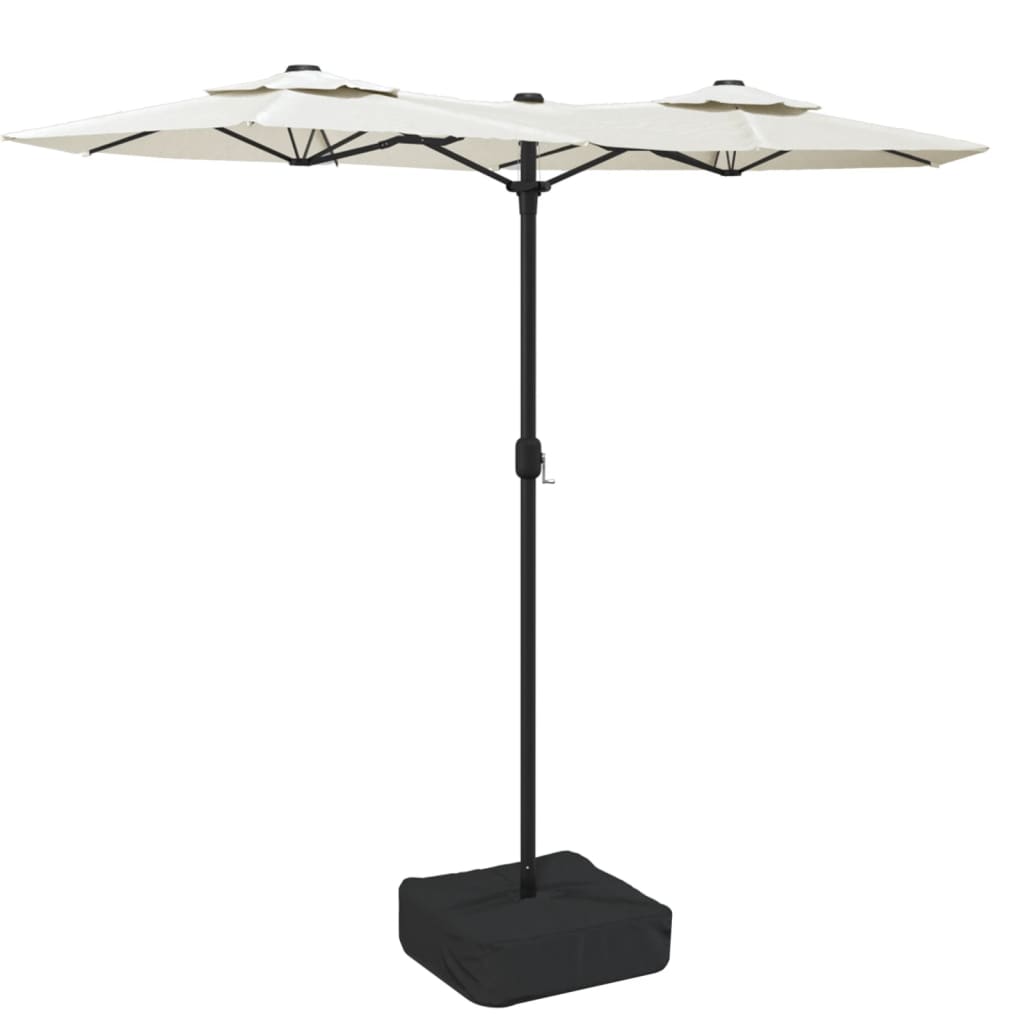 Vidaxx Sonnenschirm Doppeldach mit LED 316x240 cm sandweiß