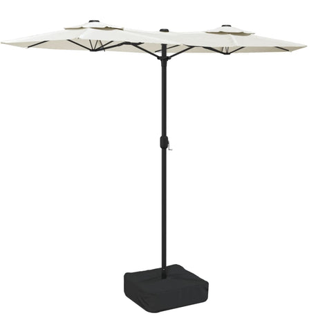 Vidaxx Sonnenschirm Doppeldach mit LED 316x240 cm sandweiß