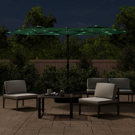 Vidaxx Sonnenschirm doppelt mit LEDs 316x145 cm grün