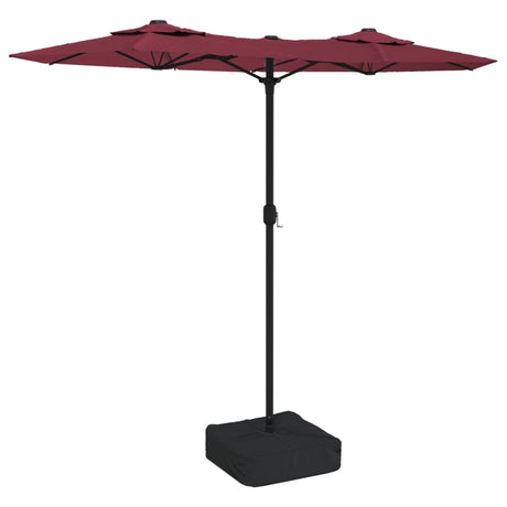 Vidaxx Sonnenschirm Doppeldach mit LED 316x240 cm bordeaux