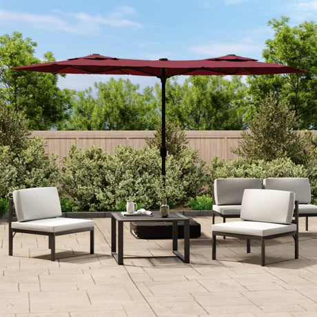Vidaxx Sonnenschirm Doppeldach mit LED 316x240 cm bordeaux