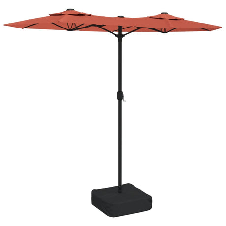 Vidaxx Sonnenschirm Doppeldach mit LEDs 316x145 cm terrakottafarben