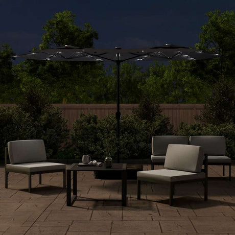 Vidaxx Sonnenschirm Doppeldach mit LEDs 316x240 cm schwarz