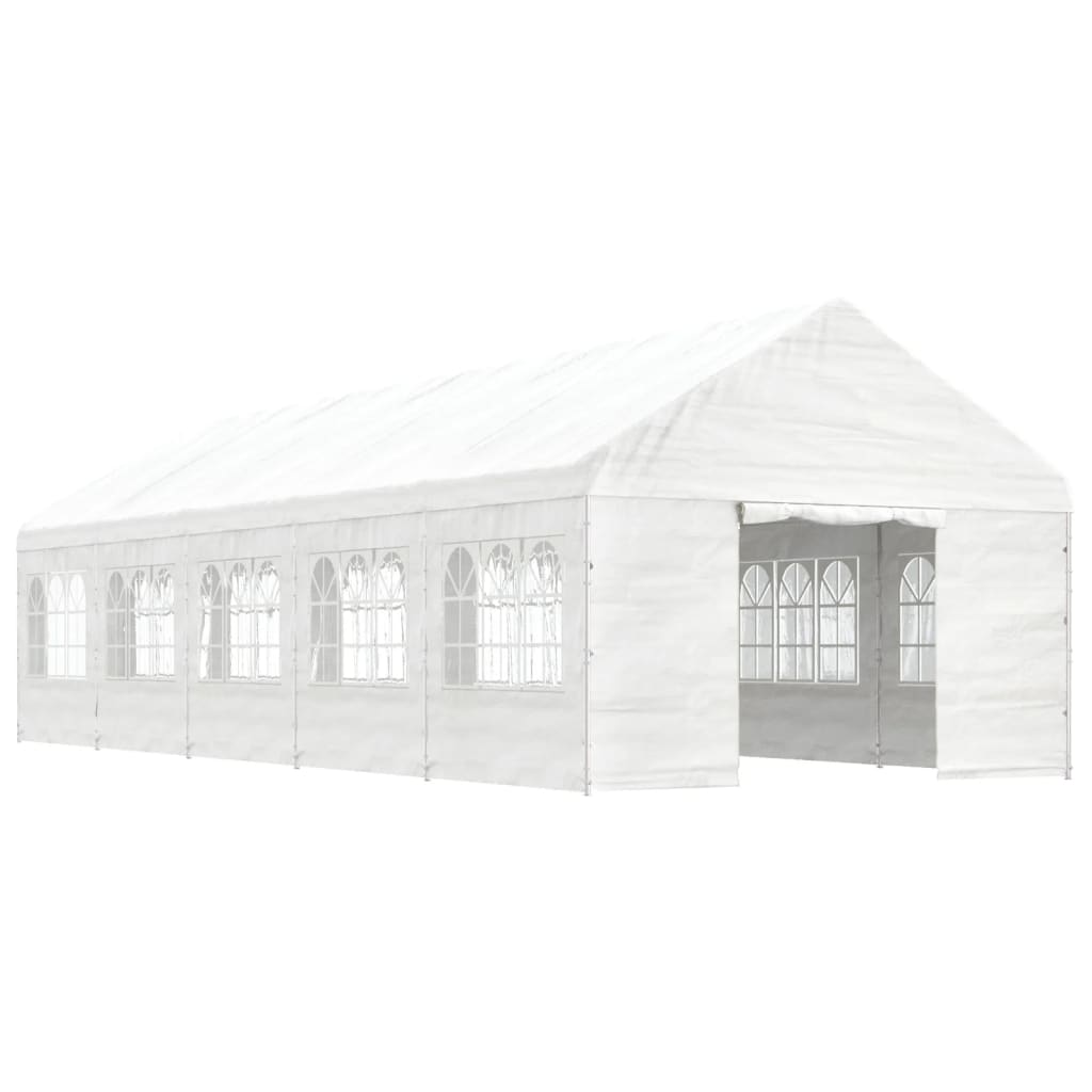 VidaXL Pavillon mit Dach 11,15 x 4,08 x 3,22 m Polyethylen weiß
