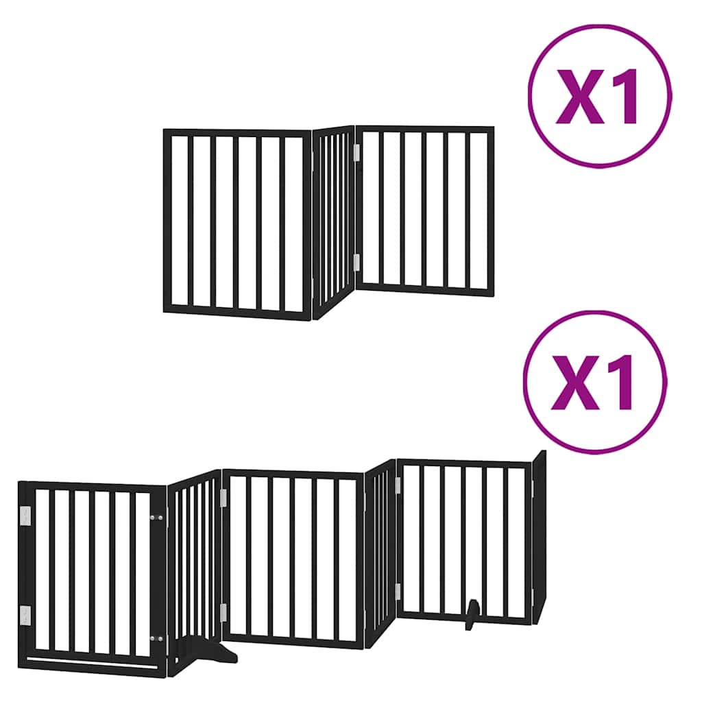 Vidaxl hondenhek inklapbaar 9 panelen 450 cm populierenhout zwart