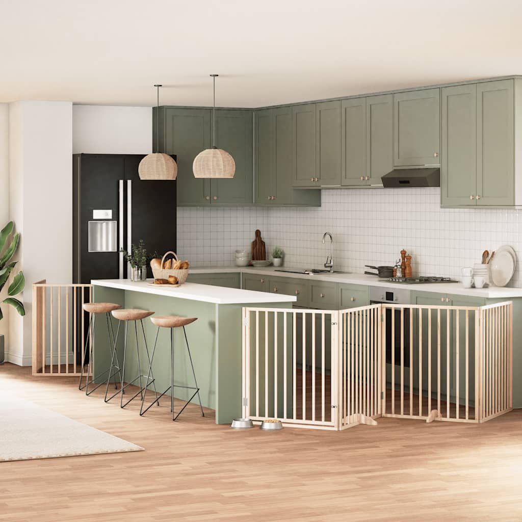 Vidaxl hondenhek inklapbaar met deur 6 panelen 480 cm populierenhout