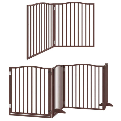 Vidaxl hondenhek inklapbaar 8 panelen 640 cm populierenhout bruin