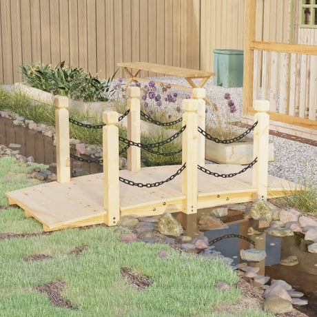 VidaXL Gartenbrücke mit Kettenschienen 150x67x56 cm massives Kiefernholz