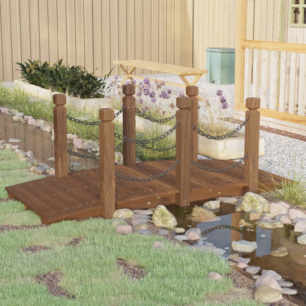 VidaXL Gartenbrücke mit Kettenschienen 150x67x56 cm massives Kiefernholz