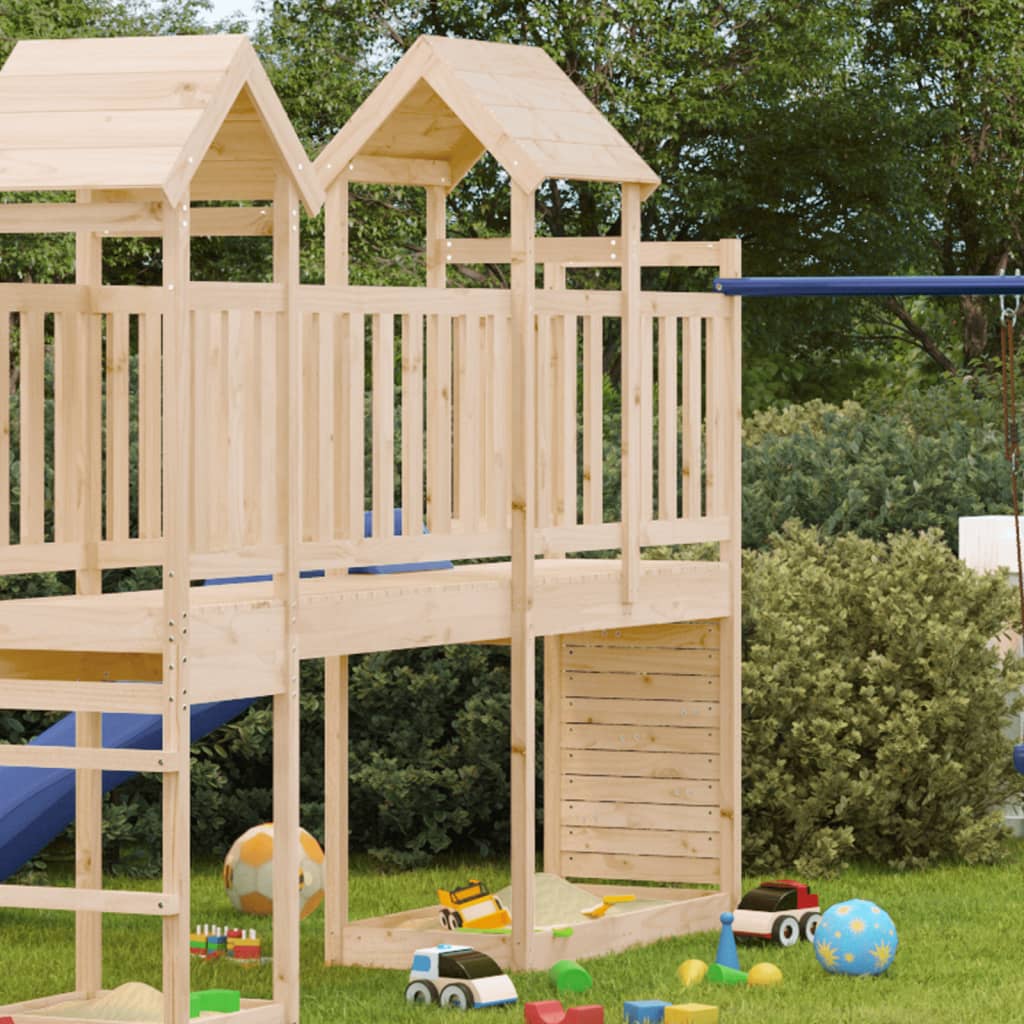 VidaXL Spielturm mit Felswand 53x110x214 cm massives Kiefernholz