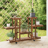 Vidaxx Pflanzenständer mit Rollen 110x25x78 cm massives Kiefernholz