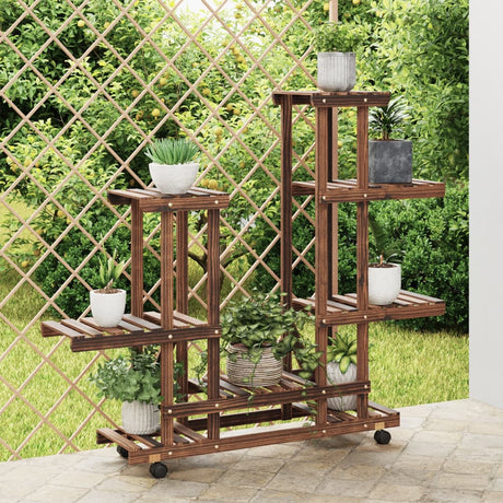 Vidaxx Pflanzenständer mit Rollen 95x25x101 cm massives Kiefernholz