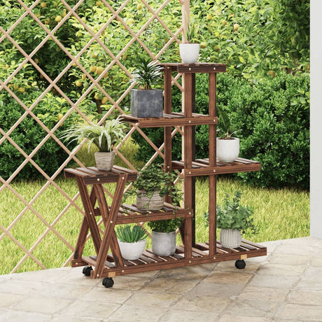 Vidaxx Pflanzenständer mit Rollen 95x25x101 cm massives Kiefernholz