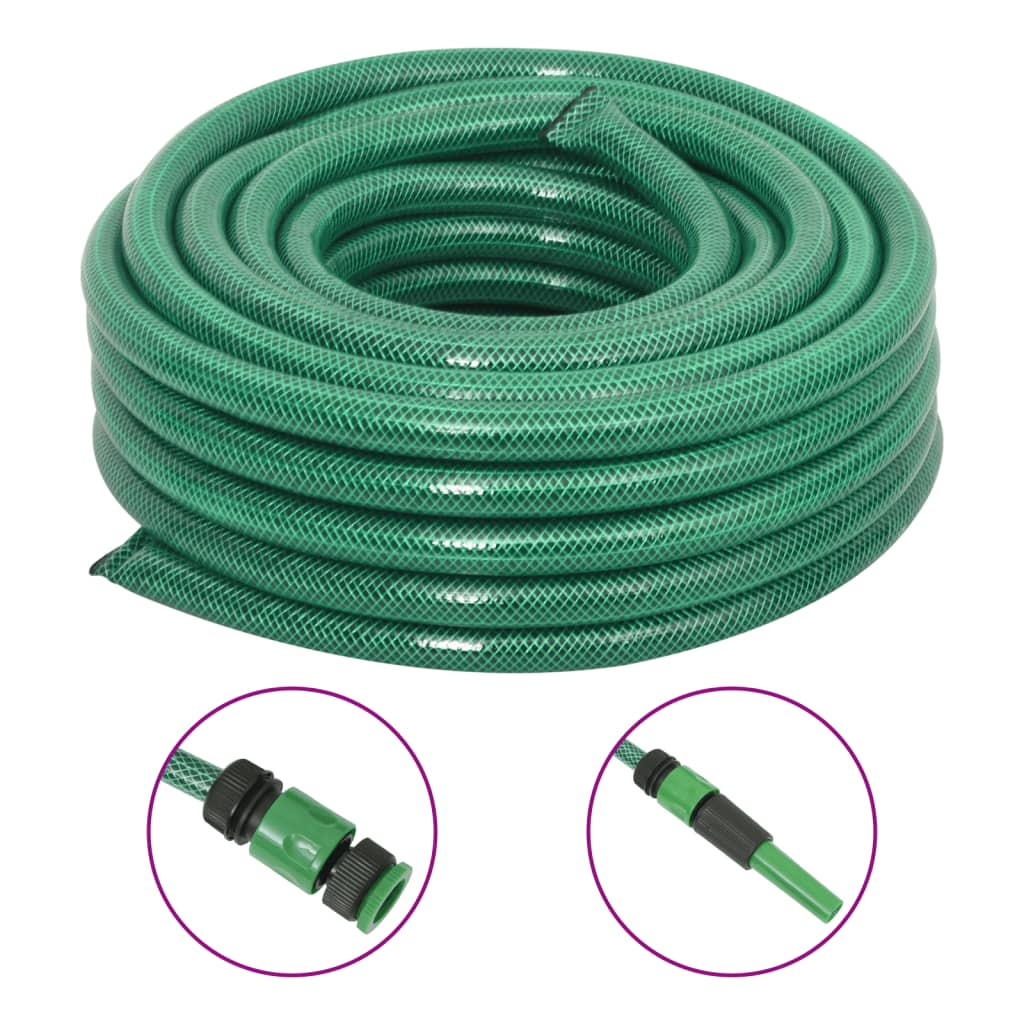 Vidaxl Gartenschlauch mit Kupplungsset 0,75'' 10 m PVC grün