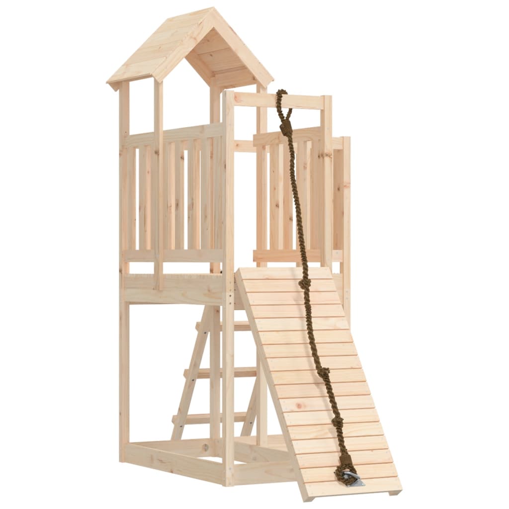 VidaXL Spielhaus mit Kletterwand aus massivem Kiefernholz
