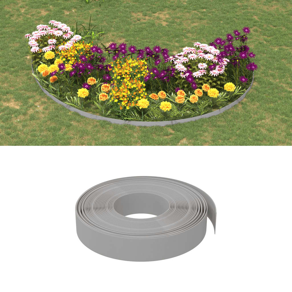 Vidaxl Gartenkanten 4 Stück 10 m 10 cm Polyethylen grau