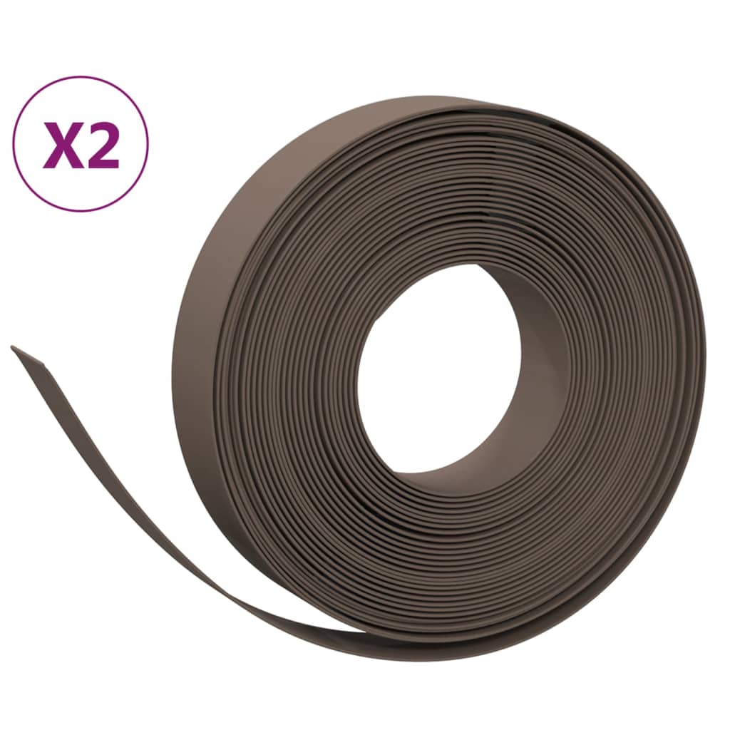 Vidaxl Gartenkanten 2 Stk. 10 m 10 cm Polyethylen braun