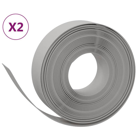 VidaXL Garteneinfassung 2 Stk. 10 m 15 cm Polyethylen grau