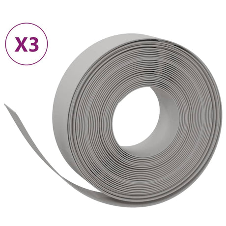 VidaXL Garteneinfassung 3 Stk. 10 m 15 cm Polyethylen grau