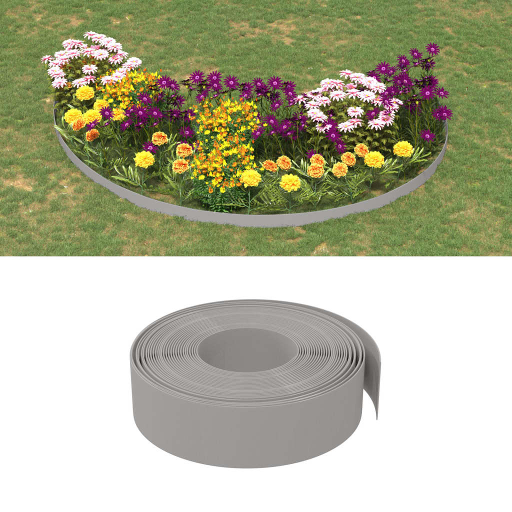 VidaXL Garteneinfassung 3 Stk. 10 m 15 cm Polyethylen grau