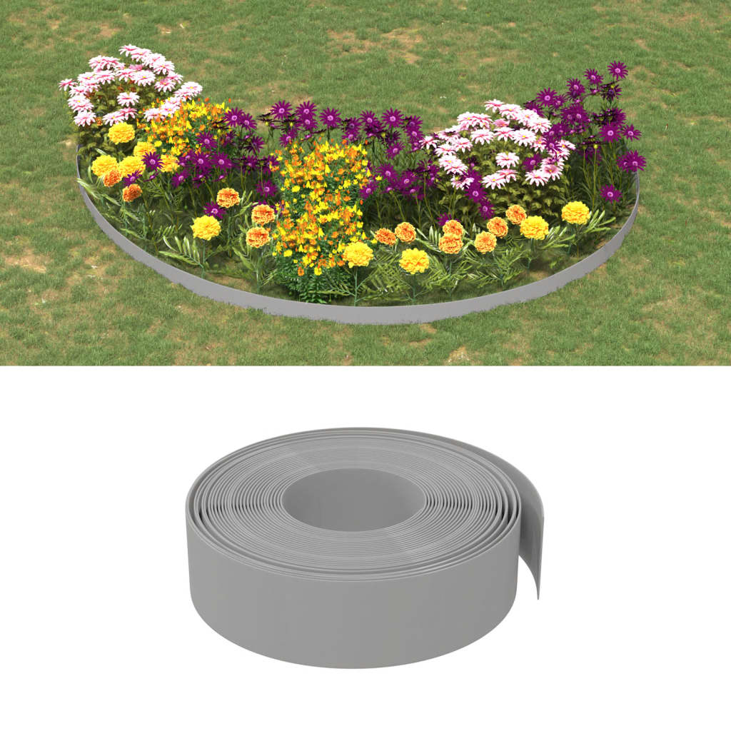 VidaXL Garteneinfassung 5 Stk. 10 m 15 cm Polyethylen grau