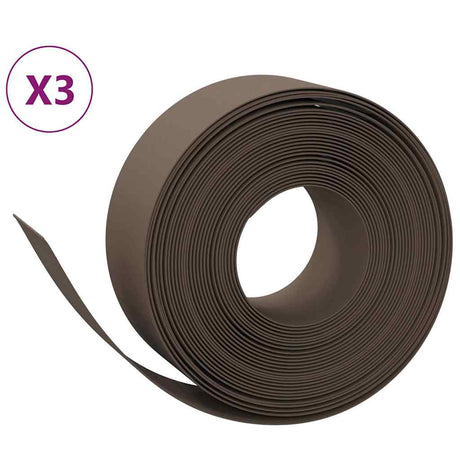 Vidaxl Gartenkanten 3 Stück 10 m 20 cm Polyethylen braun