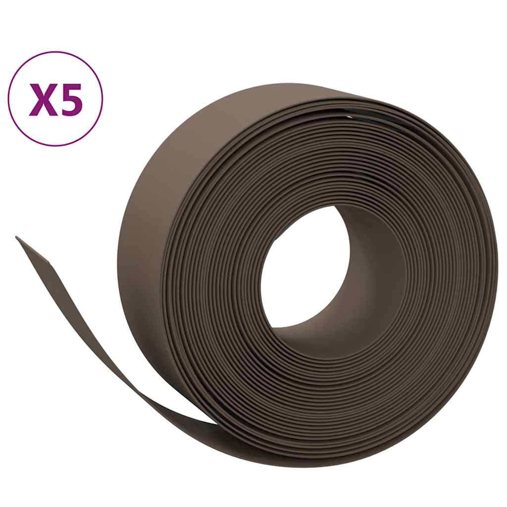 VidaXL Garteneinfassung 5 Stk. 10 m 20 cm Polyethylen braun