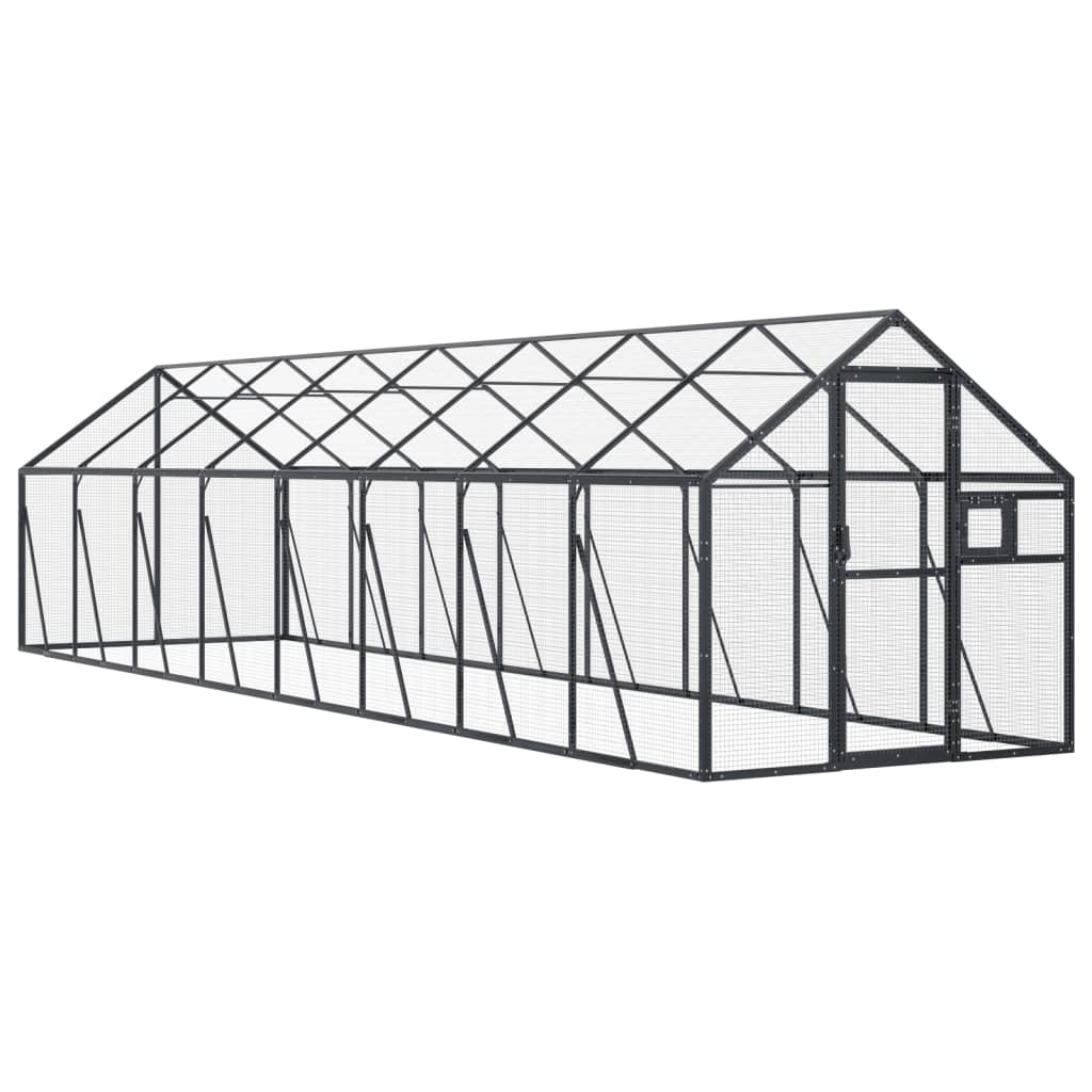 VidaXL Voliere 1,79x8x1,85 m Aluminium Anthrazit