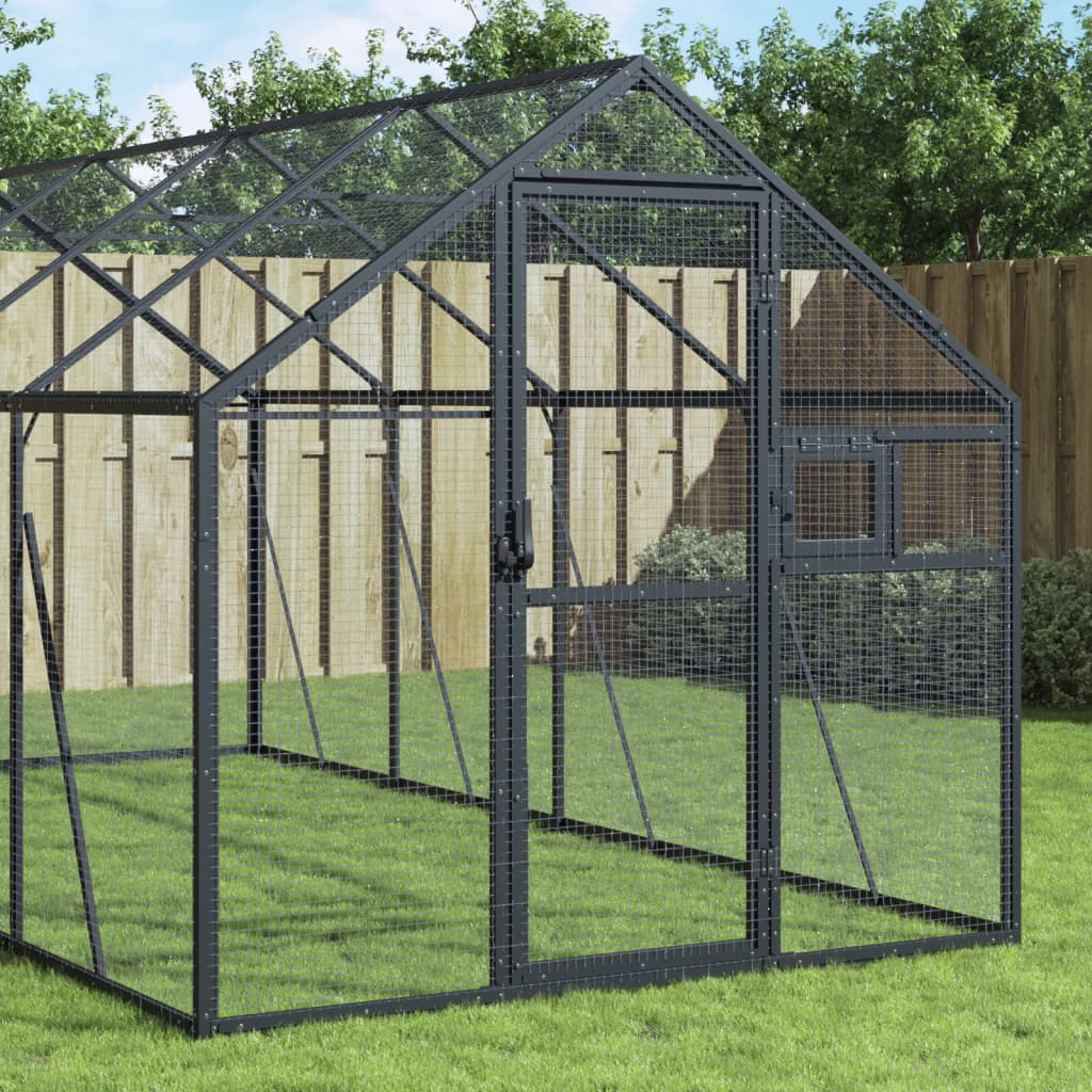 VidaXL Voliere 1,79x2x1,85 m Aluminium Anthrazit