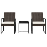 Vidaxl 3-delige tuinset met kussens polypropeen rattan bruin