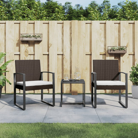 Vidaxl 3-delige tuinset met kussens polypropeen rattan bruin