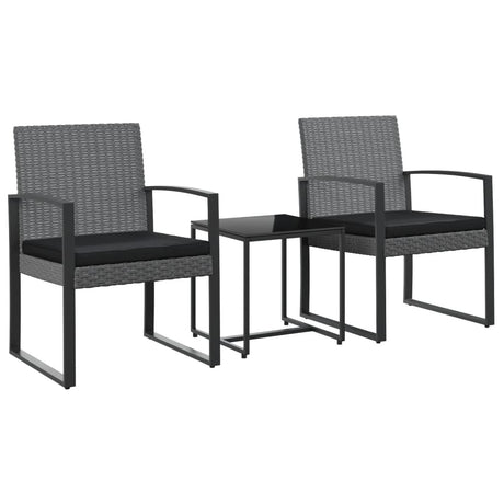 Vidaxl 3-delige tuinset met kussens polypropeen rattan donkergrijs