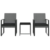 Vidaxl 3-delige tuinset met kussens polypropeen rattan donkergrijs