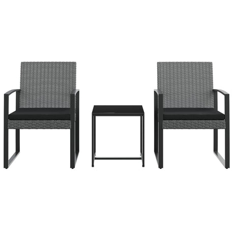 Vidaxl 3-delige tuinset met kussens polypropeen rattan donkergrijs