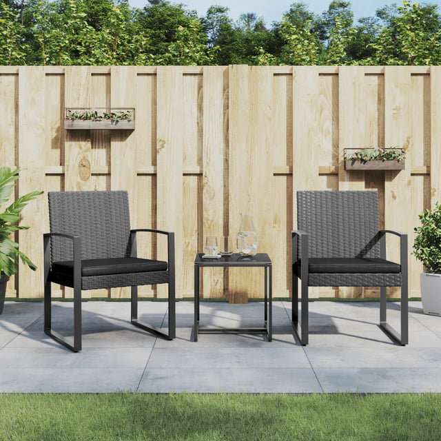 Vidaxl 3-delige tuinset met kussens polypropeen rattan donkergrijs