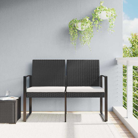 Vidaxl tuinbank 2-zits met kussens polypropeen rattan zwart