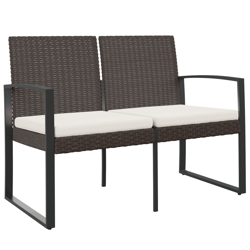 Vidaxl tuinbank 2-zits met kussens polypropeen rattan bruin