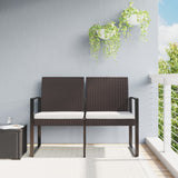 Vidaxl tuinbank 2-zits met kussens polypropeen rattan bruin