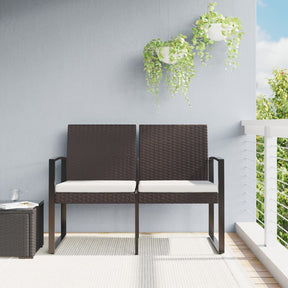 Vidaxl tuinbank 2-zits met kussens polypropeen rattan bruin