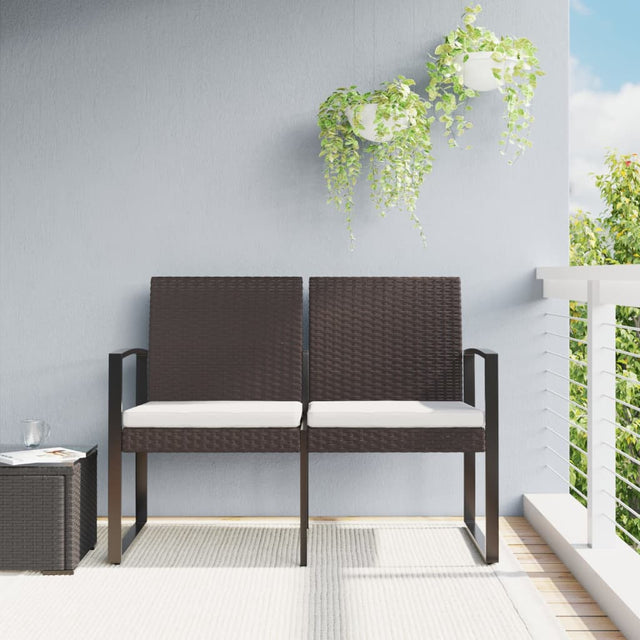Vidaxl tuinbank 2-zits met kussens polypropeen rattan bruin