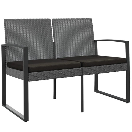 Vidaxl tuinbank 2-zits met kussens polypropeen rattan donkergrijs