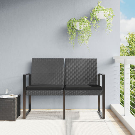 Vidaxl tuinbank 2-zits met kussens polypropeen rattan donkergrijs