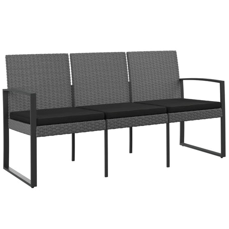 Vidaxl tuinbank 3-zits met kussens polypropeen rattan donkergrijs
