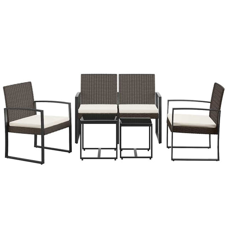 Vidaxl 5-delige tuinset met kussens polypropeen rattan bruin