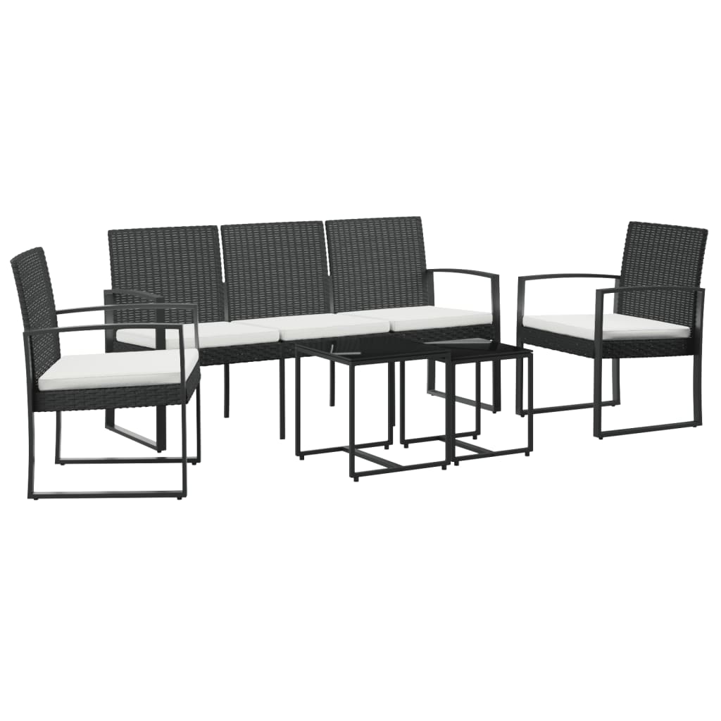 Vidaxl 5-delige tuinset met kussens polypropeen rattan zwart