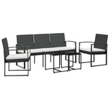 Vidaxl 5-delige tuinset met kussens polypropeen rattan zwart
